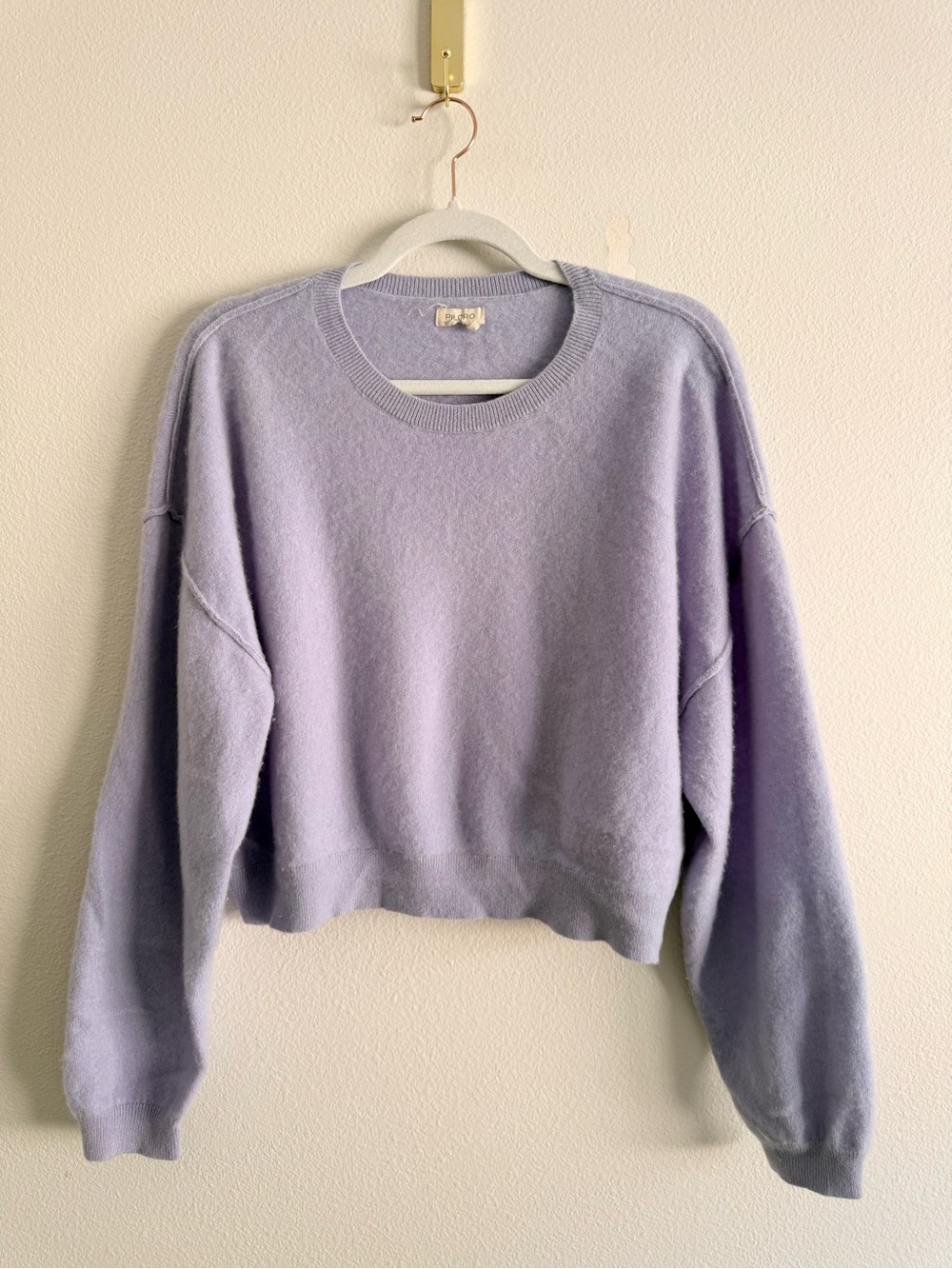 Anthropologie Pilcro Alani Cashmere Sweater Lavender Cropped Crewneck Sz M - Picture 3 of 5